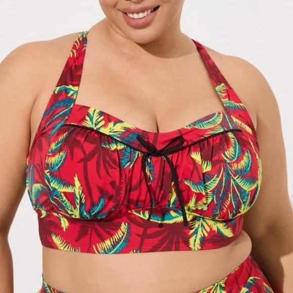 Torrid NWT Retro Wireless Ruched Cups Bikini Top and Bottom Set - Picture 4 of 9